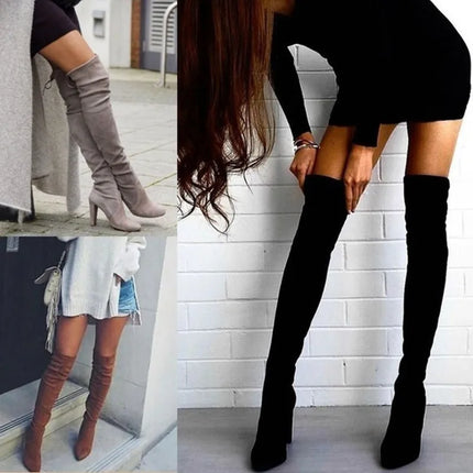 Plus Size 34-43 2025 New Shoes Women Boots Black Over the Knee Boots Sexy Female Autumn Winter lady Thigh High Boots