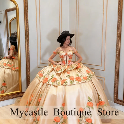 Black Mexican Red Roses Embroidery Quinceanera Dress Ball Gown 2026 Off The Shoulder Sweet 15 16 Dress Birthday Gown Customized