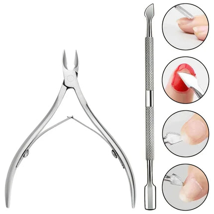 1/2/4/6pcs Professional Stainless Steel Nail Cutter Scissor Nippers Multifunctional Cuticle Pusher,Ergonomic Design for Manicure