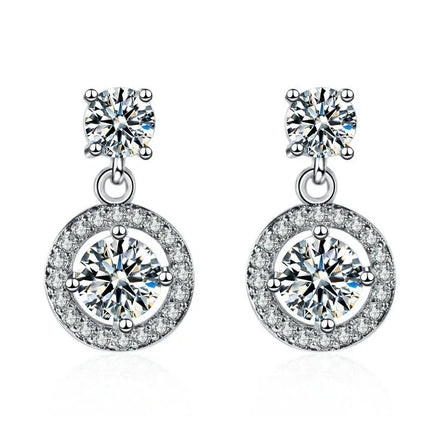 High-quality 925 Sterling Silver Crystal Fashion Circle Hoop Earrings for Woman Wedding Party Gift Street Versatile Jewelry