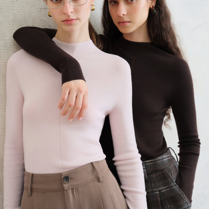 Premium Series German Biella Wool Autumn Super Fine Washable Seamless One-Piece Mock Neck Thermal Base Layer