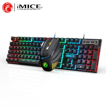 RGB Backlit Wired Ergonomic Design Keyboard Set Waterproof Luminous Gaming Keyboard And Mouse Combo PC Accessories - product