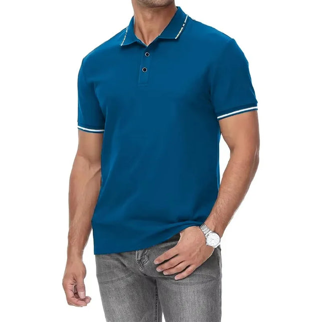 New Men's Short Sleeve Polo Shirt Summer Male Contrast Oversized T Shirt Breathable Shirts Lightweight Streetwear Gym Tops