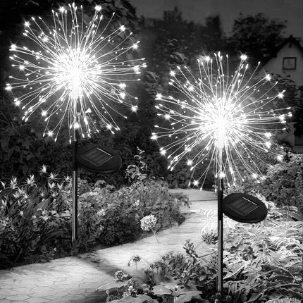 Solar Lights for Outdoor Garden 60/200/420LED Dandelion Lighting Stake Solar Firework Light for Christmas Halloween Lawn Decor
