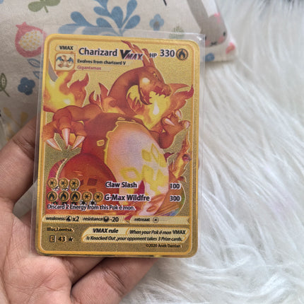 999999 Points HP Pokemon Metal Card Charizard Golden Metal Super Cards English Card Mewtwo Vmax Mega Anime Game Collection Gifts