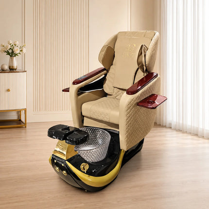 Professional Nail Salon Pedicure Massage Chair, Reclining Foot Spa Chair with Side Manicure Tray & Foot Rest Equipment Furniture