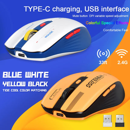 LT-T19 Ergonomic Rechargeable Gaming Mouse USB 2.4G Wireless RGB Light Desktop PC Computers Notebook Laptop Mice - product im