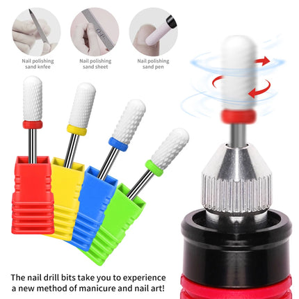 4/6pc Ceramic Nail Drill Bits Kit Milling Cutter Electric Manicure Drill Accessories Tools for Nails Gel Polish Acrylic Remove