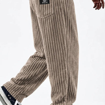 Men's New Fashion Solid Color Ribbed Casual Pants Comfortable Loose Versatile Trendy Minimalist High Quality Streetwear Trousers