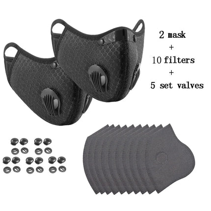 Cycling Face Mask Sport Washable Reusable with Filter Dust Mask Summer Facemask for Men Bandana Activated Carbon Filters