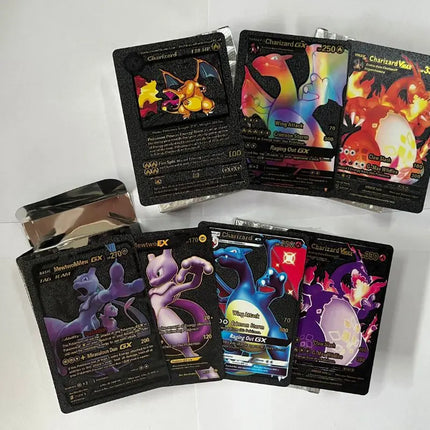 55pc English card Charizard Gold Foil Cards Golden Letters English Spanish Game Card Metalicas Vmax Gx Series Giftu