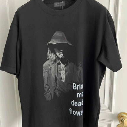TOP-YAMAMOTO original design pure cotton black printed T-shirt, dark T-shirt