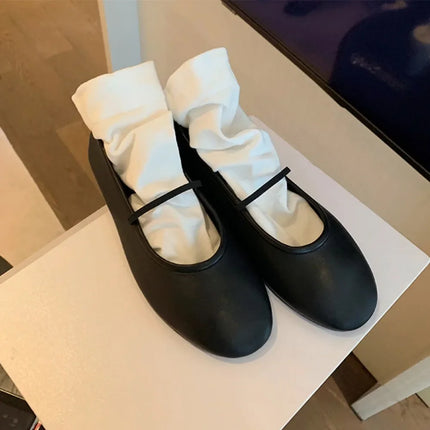 Flats Shoes Women Soft Leather Soft Soled Flat Shoes Mary Jane Ballet Single Shoes Women Zapatos Planos Chaussures Plates