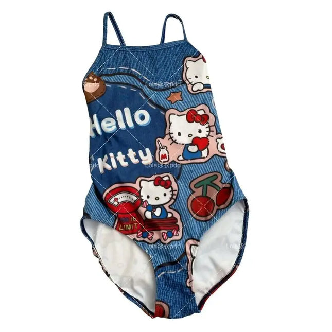 Sanrios Hello Kittys Badeanzug Kreativität Süßer Sportlicher Stil Mode Wettkampf-Badeanzug Heißes Pooltraining Kawaii Weihnachtsgeschenke