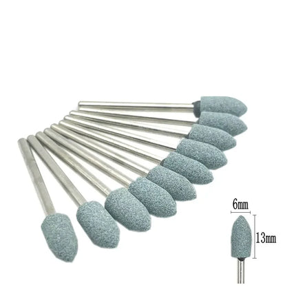 10pcs/set Corundum Nail Drill Bits 3/32" Rotary Ceramic Stone Burr Cutters for Manicure Nails Accessories Tool