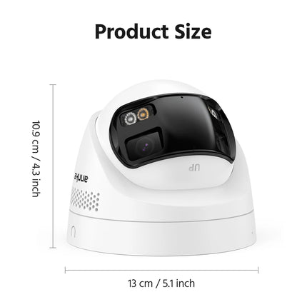 ANNKE FCD800 Outdoor PoE Surveillance Camera, 8MP Dual Lens 180° Panoramic, Motion Detection, Siren Alarm, Two-Way Audio, IP67, Local SD Storage