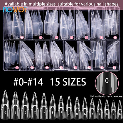 MOWOT 150pcs Space Nail Dual Forms Stiletto Almond Smart French Line Acrylic Extension Nail Forms 15 - product image 5