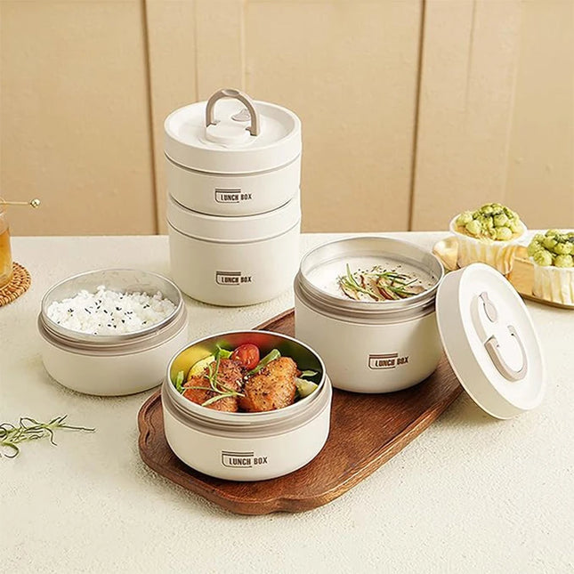 Portable Insulated Food Lunch Container Set with Thermal Lunch Box 3 Separate Stackable Lunch Container - product image 2