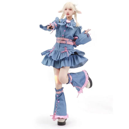 2024 Denim Sweetheart Y2k Set Japanese Kawaii Lolita Women Campus Style Dress Sets Black Harajuku Four-piece Mini Skirts Sets