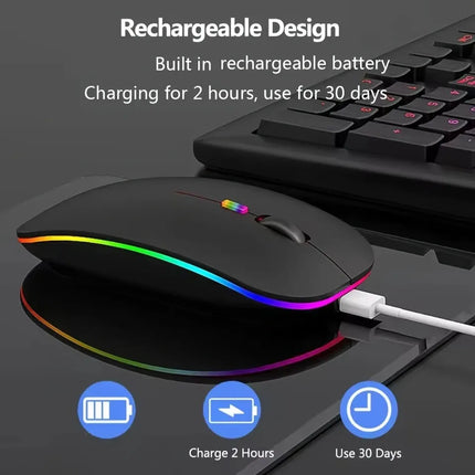 Wireless Mouse, Ultra-Thin Silent Rechargeable Mouse, 2.4G+BT5.2 Portable USB Optical Mouse,Suitable for Tablets/Computer/Laptop