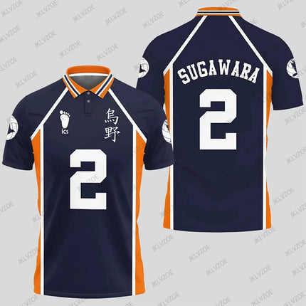 Haikyuu Hinata 10 Cosplay Polo Shirts Summer Shorts Sleeve Men Polos Volleyball Uniform Japan Sports Jerseys Kids Adult Tops