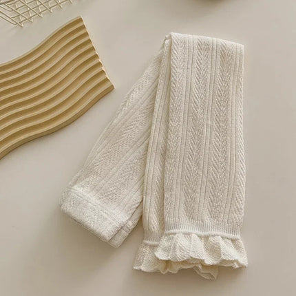 Warm Girls Leggings Solid Color Cotton Baby Leggings Lace Flower Skinny Pants Girl Pants Kids Children Trousers 2-4 Years Old