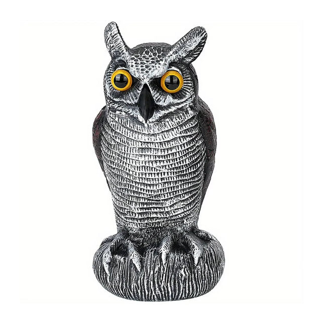 Realistic Solar Fake Owl Decoy Plastic Owl Scarecrow Sculpture with Red Flashing Eyes and Sound For - product image 8