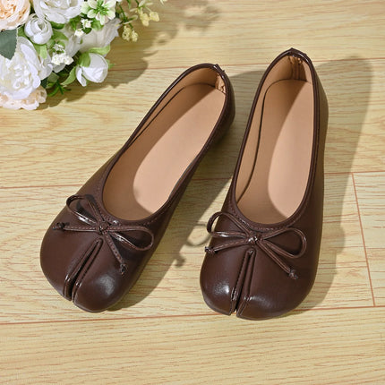 Soft Split Toe Tabi Ballet Flats Women Bowknot Leather Round Toe Ballerina Shoes Low Heel Slip On Loafers Casual Moccasins 2026