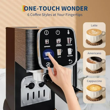Compact 20 Bar Professional Espresso Machine with Milk Frother and Touchscreen Adjustable Temperature Espresso Coffee Machine f