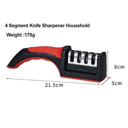 Kitchen 4Segment Knife Sharpener Household Multi-functional Hand-held Three-purpose Black Sharpening Stone - product image fr