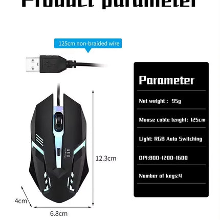 PC ITLY M01 Sports LED Luminous Backlit USB Wired Gaming Mouse for Desktop PC Laptop Office Computer Gaming Mouse - product i