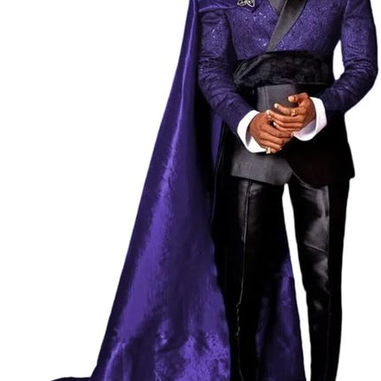 Customized Black Jacquard Shawl Lapel Jacket Pant Cape Groom Wedding Tuxedos Luxuly Male Prom Party Blazers Handsome Ropa Hombre
