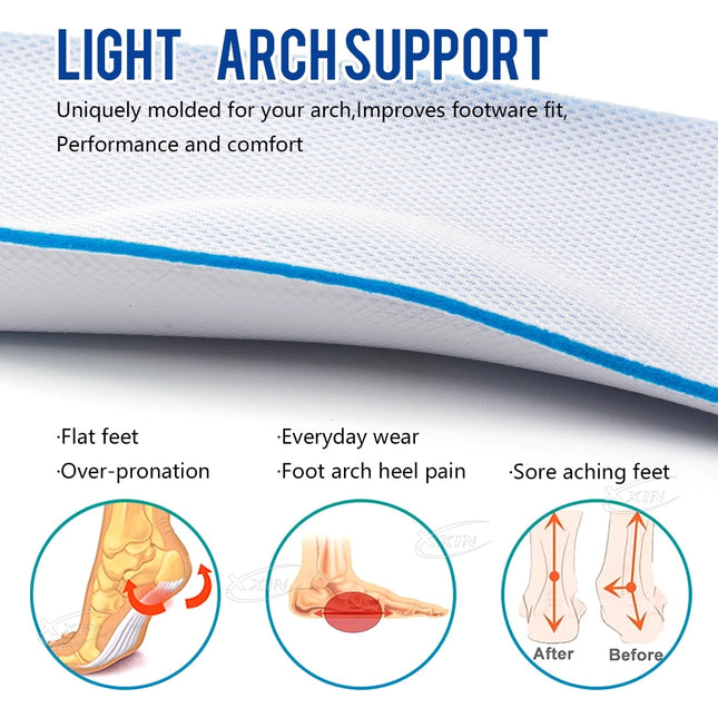 【Xxin】1.5/2.5/3.5cm Height Increase Insoles for Men and Women Memory Foam Arch Support Cushion Shoes Pads Size 35-46