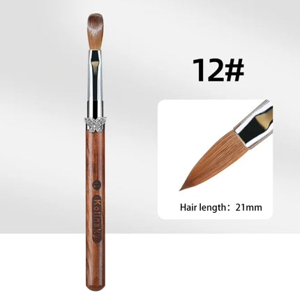 100% Pure Kolinsky Acrylic Brush UV Gel Carving Nail Brush Sandalwool Handle Zircon Butterfly Manicuring Nail Tool Size 2#-20#