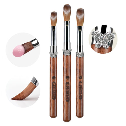 100% Pure Kolinsky Acrylic Brush UV Gel Carving Nail Brush Sandalwool Handle Zircon Butterfly Manicuring Nail Tool Size 2#-20#