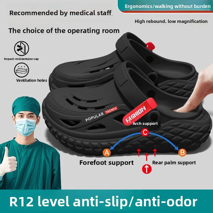 Operating room hole shoes men's 2026 summer new non-slip deodorant arch support wear wear wear cool slippers men
