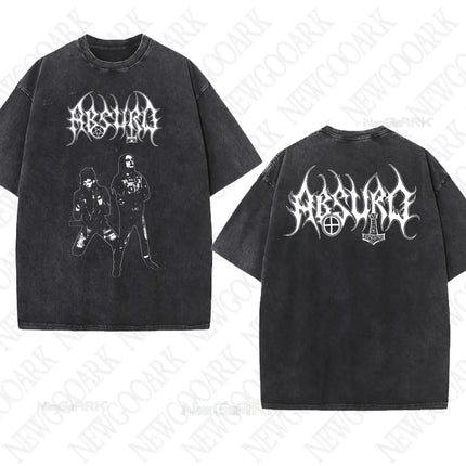 Black Metal Absurd Washed T Shirt Band Gothic Gift Mens Clothing Graphic Vintage Hip Hop T-shirt Streetwear Tees Short Sleeve
