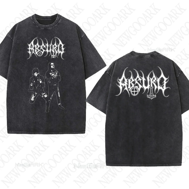 Black Metal Absurd Washed T-Shirt Band Gothic Geschenk Herrenbekleidung Grafik Vintage Hip Hop T-Shirt Streetwear T-Shirts Kurzarm