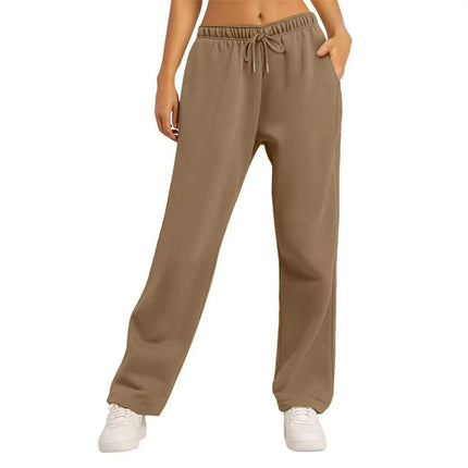 autumn winter Women's Solid Color Sweatpants Daily casual Pants Women's Wide Leg pants Comfortable loose Drawstring Women's Trou