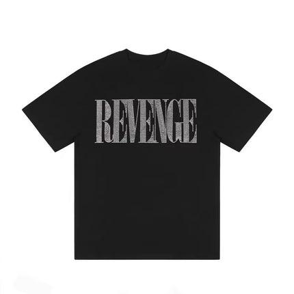 Gothic Font T-Shirt 2D Metal Effect Graphic Tee, Black Streetwear Bold Letter Print Tops for Men Women Casual men clothing