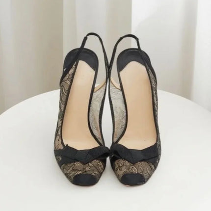 Spring And Summer New Pointed Shallow Lace Mesh Breathable Shoes Thin High-Heeled Banquet Dress Women'S Shoe