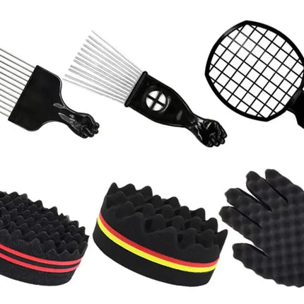 Magic Twisted Hairstyle Sponge Set, Male and Female Curling Combs, African Curling Combs, Styling Tools