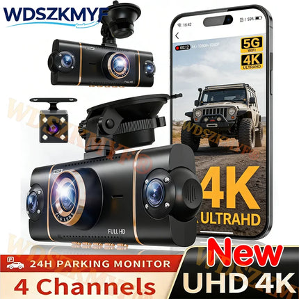 4K Quad Lens Car Camera WIFI Dashcam 360° Coverage Car DVR 24H Parking Monitor Starlight Night Vision Car Security Accessory
