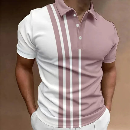 Men's Polo Shirts And short-sleeved Sport Pullovers With Buttons And collars, Summer Casual Striped Button Collar Trend T-shirts