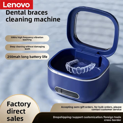 Lenovo Ultrasonic Cleaning Machine 3Speed Timed Deep Cleaning USB Charging Jewelry Cleaner Dentures Retainer Mouth Guard Aligner