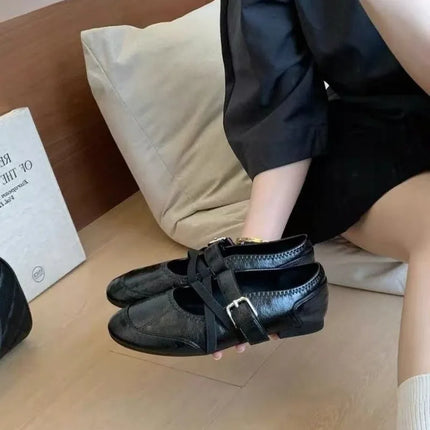 Flat Mary Jane Shoes, 2026 Spring and Autumn New Style, Belt Buckle, Retro Shallow Toe Single Shoes