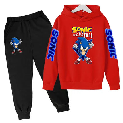 Kids New Supersonic Clothing Jogging Blue Sweatshirt Top Coat+Pants Two-piece Hoodie Boys Girls3-12Yrs Clothes Casual Sports Set