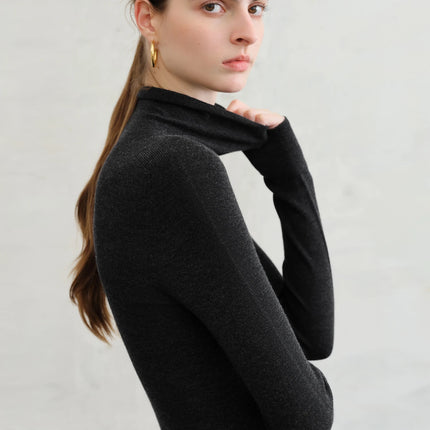Premium Series German Biella Wool Autumn Super Fine Washable Seamless One-Piece Mock Neck Thermal Base Layer