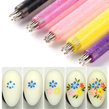 5 Point Nail Art Dotting Pen Ball Dotting Tools 5 Different Size Tips for Dots Flowers Mandalas Manicure Painting Pen Nail Tools