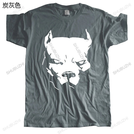 Fashion New PITBULL American Pit Bull Spiked Dog Collar Mens streetwear T-Shirts Size Men T Shirt Print Cotton Short Sleeve